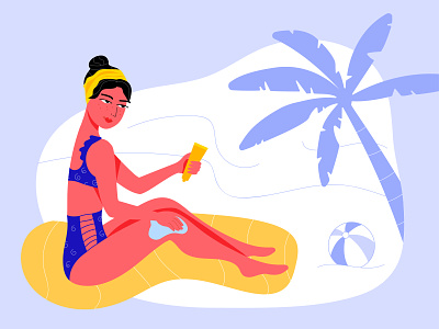 The Last Days Of Summer beach girl illustraion sea summer vacation vector woman