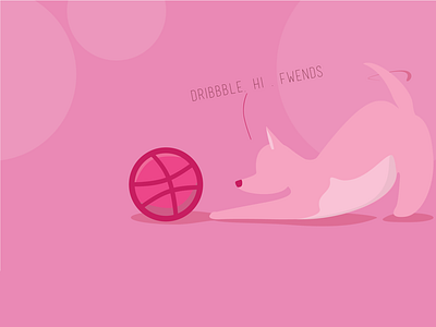 HI DRIBBLE FRRRENDS ai debut dribbble friends icon illustration play puppy sketch