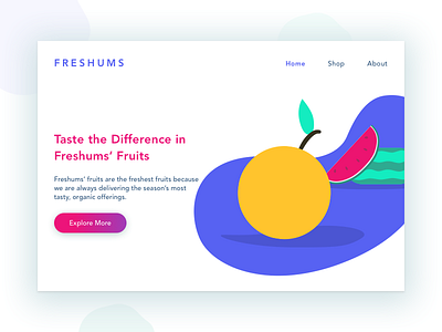 Freshums' Fruits color colorful design illustration landing mobile modern ui ux web web design website