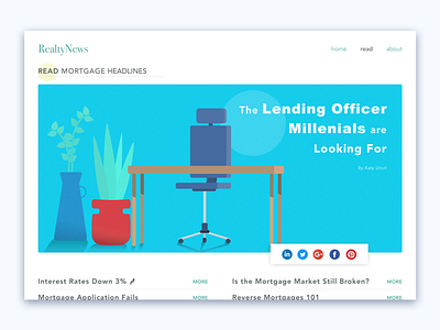 RealtyNews, for the Latest Realty Headlines 010 article dailyui desktop illustration ios mortgage social share ui ux web design