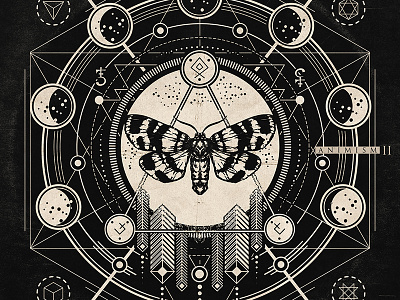 Animism II moon moth occult trippy vector