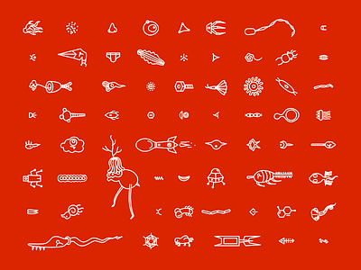 Extraterrestrial (WIP) aliens collection creatures doodles extraterrestrial icons illustration micro organisms rocket strange wip