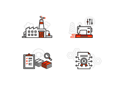 About Business commercial customise design flat icon illustration manufacture patent quality control ui vector web