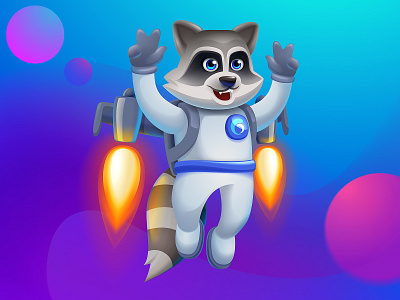 Raccoon animal art branding character colorful design illustration jetpack mascot raccoon space vector