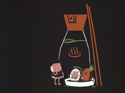 Soy Sauce Spa T-shirt design cute design drawing illustration screen printing screenprint sushi
