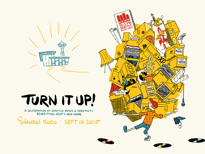 KEXP Turn it Up poster design drawing illustration poster radio seattle