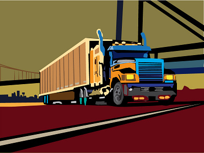 Bridge Truck animation design drawing illustration vector