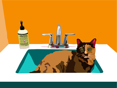 Sink Cat animation design drawing illustration vector