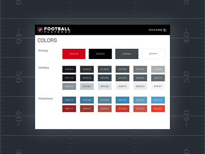 Football Play Maker App / Style Guide: Colors app brand brand and identity branding colors design design language football graphic style guide