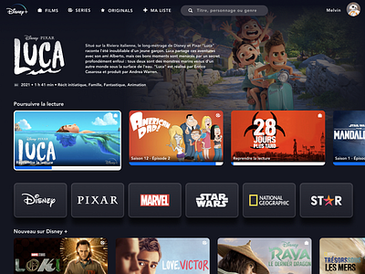 Disney+ TV App re-designed application application design application ui da daily ui design disney disney plus flat graphic design netflix redesign streaming tv app ui