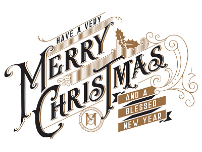 Merry Christmas design illustration lettering type typography vector