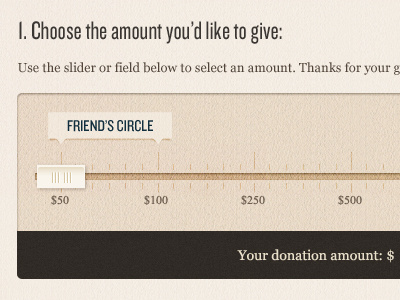 Donate Slider Tool brown condensed donations grip interface navy panel paper slider texture ui