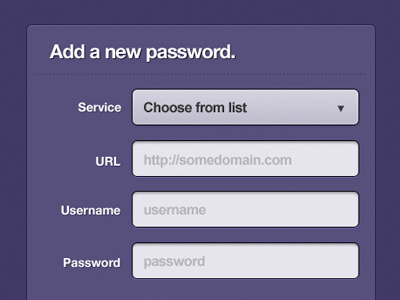 Form UI Elements clean field form menu panel purple select text ui