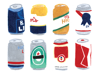 Beer Cans beer beer cans colored pencils drawing hand drawn illustration prisma traditional