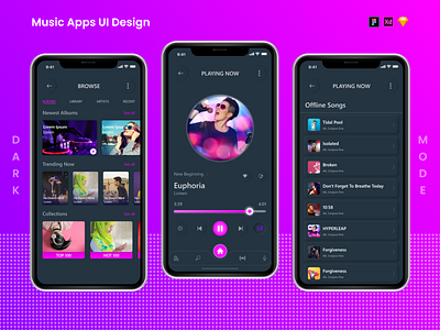 Music App UI Design Dark Mode amazonmusic applemusic design graphic design mobile mobileapp music musicapp spotify ui ux