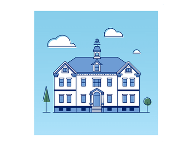 Town Hall monoline illustration blue building icon iconography illustration illustrator liverpool monoline nova scotia