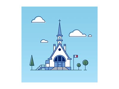 Church monoline illustration blue building church icon iconography illustration illustrator monoline nova scotia