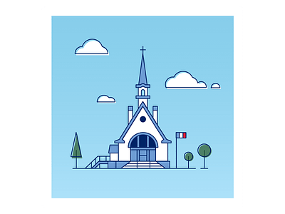 Church monoline illustration blue building church icon iconography illustration illustrator monoline nova scotia