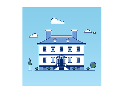 Prescott House monoline illustration blue building design historic icon iconography illustration illustrator monoline nova scotia