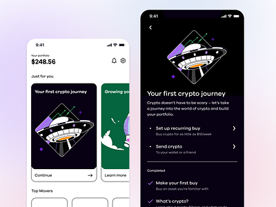 Crypto Journey Concept Work crypto product design space ui ux visual design writing