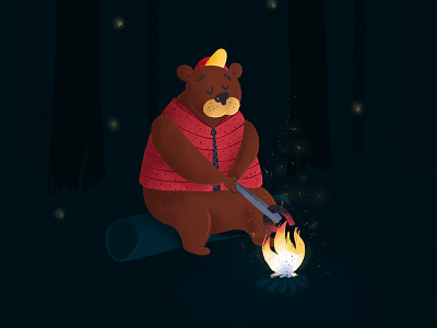 Bear & Fire — Illustration