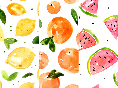 Lemons, Apricots & Watermelon — Watercolor illustrations apricot design illustration lemon watercolor watermelon