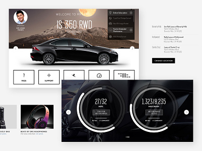 Concepts for Lexus automotive dashboard ui web