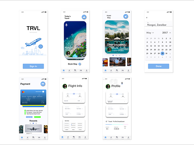 TRVL- Minimalist Mobile travel app adobexd app clean design minimalist mobile app design product design ui