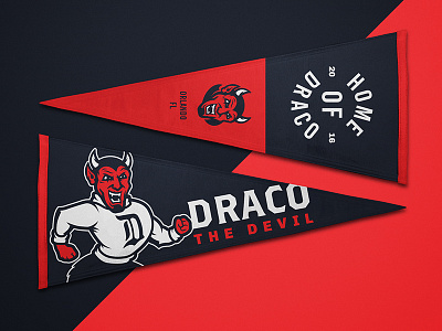 Draco The Devil Mascot I d devil illustration letter d logo mascot pennant retro sports sports logo vintage