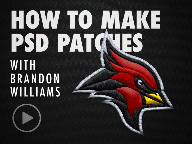 How to Make PSD Embroidered Patches - FREE PSD Assets embroidery freebie gif how to logos patch process psd sports tutorial video