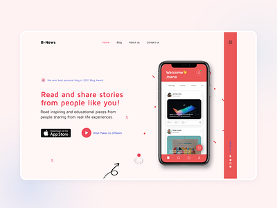 Story Sharing App landing page mobile app design news app product design ui uiux