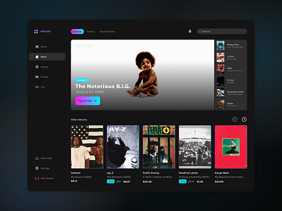 Classic Album Sales- Selling the most classic albums of all time hip hop music app music ui product design ui uiux web ui