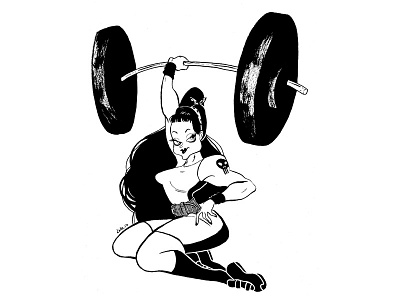 Pinup I Weightlifter I Dark characterdesign illustration inktober