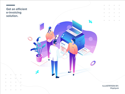 E Invoicing Isometric Illustration By Qoiyum app design illustration invoice isometric isometric animation web