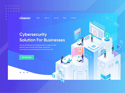 Cybersecurity Solution For Businesses app business cybersecurity design header hero illustration illustration isometric landing page network web