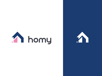 homy - estate agency blue brand branding estate agency geometric home homely identity logo logotype mark pink typography vector