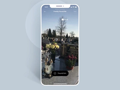 AR Grave Localizer animation app ar augmented reality black blue finder grave halloween headstone localizer map minimalism mobile app technology typography virtual reality vr white