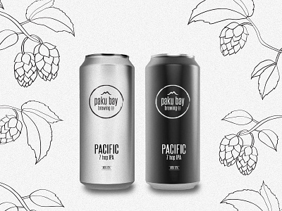 Paku Bay Brewing co. alcohol beer cans hops illustration leaves