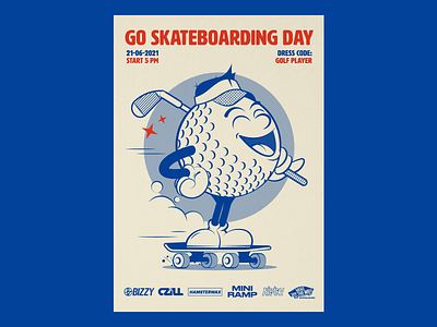 Skateboarding Day 2021 cartoon character golf golfball illustration poster sk8 skateboarding skateboardingday
