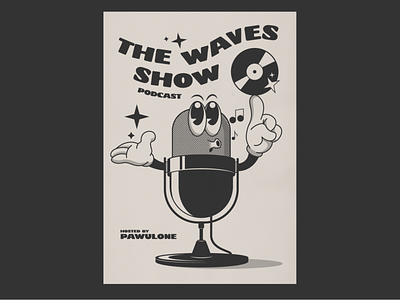 Waves Show Podcast cartoon character illustration micrphone podcast poster posterdesign