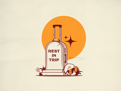 Rest in trip baggage grave holidays illustration illustrator luggage skull suitcase trip