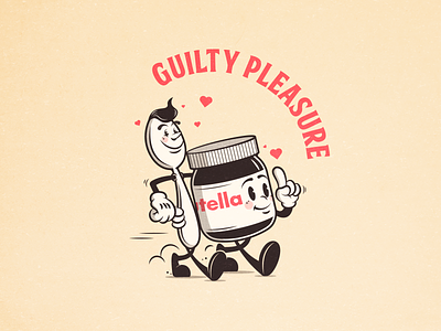Guilty pleasure cartoon classic design illustration illustrator jar nutella spoon