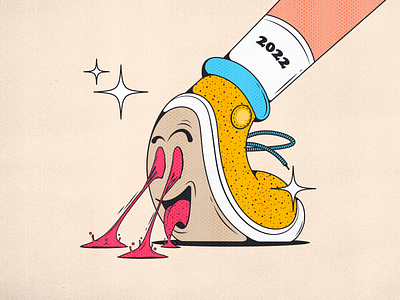 Stepping into 2022 2022 chewinggum gum illustration illustrator lockdown mood shoe