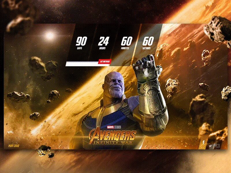Avengers | Infinity War | Countdown animation avengers countdown design illustration infinitywar inspiration interface ironman landing page marvel movie thanos timer ui ux web