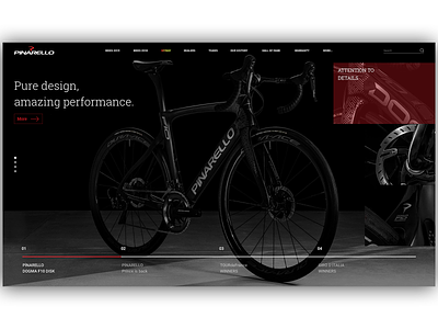 Pinarello Slider Concept bike clean cycling dark design flat header homepage inspiration landing page minimal pinarello slider sport typography ui ux web web design website
