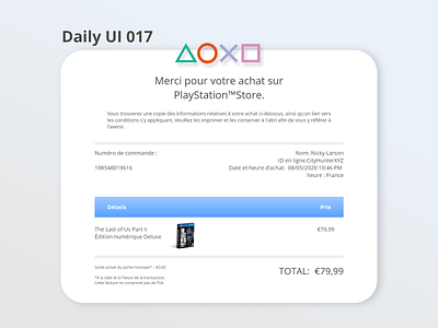 Daily UI 017 adobe xd dailyui dribbbler email receipt logo ui videogame