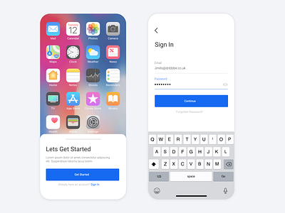 Daily UI - App download and Sign in app app design apple blue brand clean concept design flat ios ios13 iphone minimal responsive responsive design sign in signup ui ux white space
