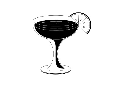 Cocktail blackandwhite cocktail drink flat illustration line linework simple spirits vector