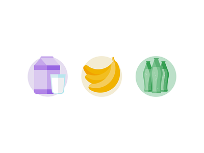 Google Primer Activities Illustrations banana colorful dairy design flat fruit fun geometric google grocery icon illustration material milk modern produce simple soda vector