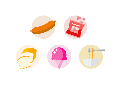 Google Primer Activities Illustrations 2 bread colorful flat food geometric ice cream icon icons illustration simple snacks vector